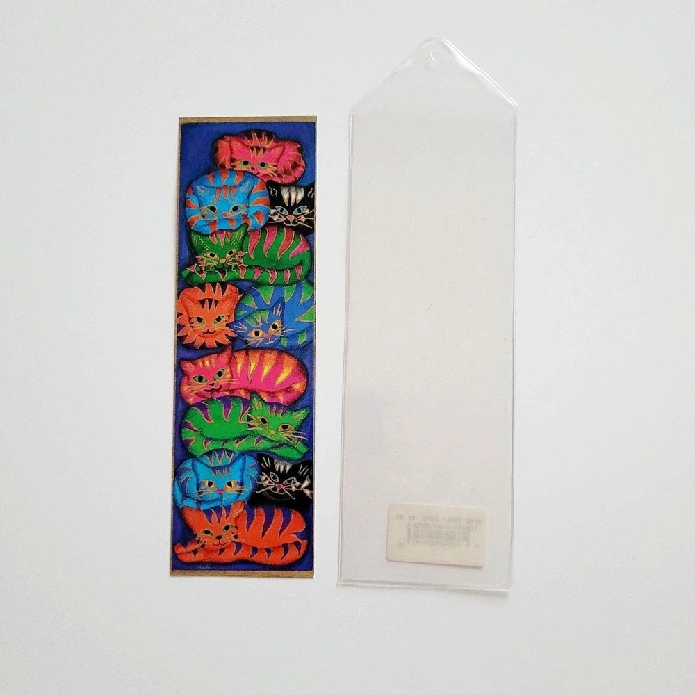 Vintage‎ 90s Suzanne Ewart Cats Bookmark Barnes Nobel Colorful Whimsical England